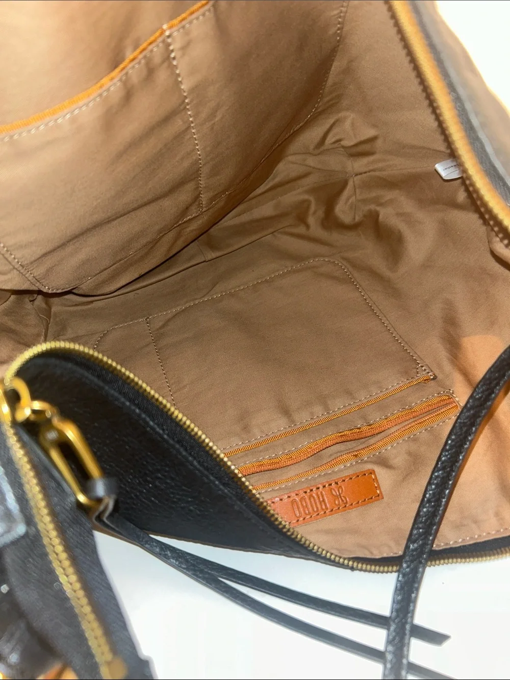 New HOBO Black Leather Hobo with Gold-Tone Hardware